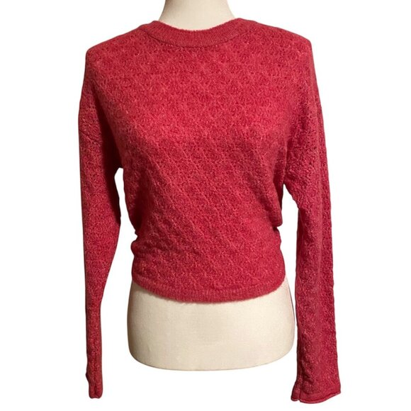 Zara Open Back Knit Pink Sweater Tie Back, Size Small - Picture 3 of 16